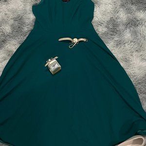 Turquoise Blue Pleated Dress